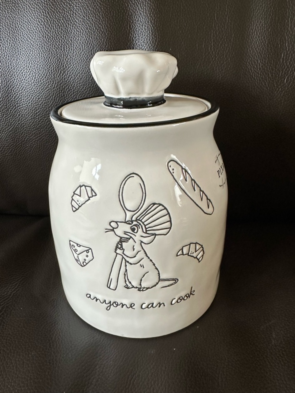 Disney Pixar Ratatouille Remy “Anyone Can Cook”  Canister Jar Rae Dunn NEW